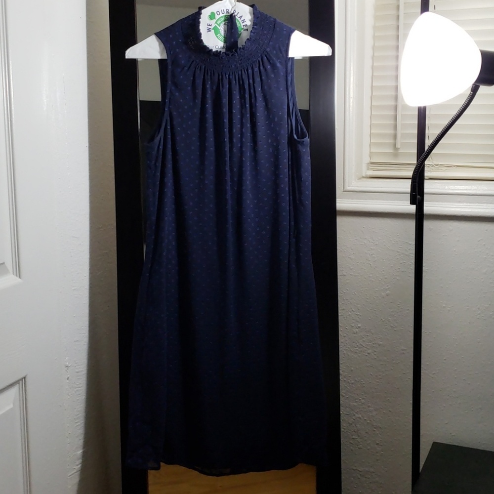 Navy Blue turtle neck sleeveless dress